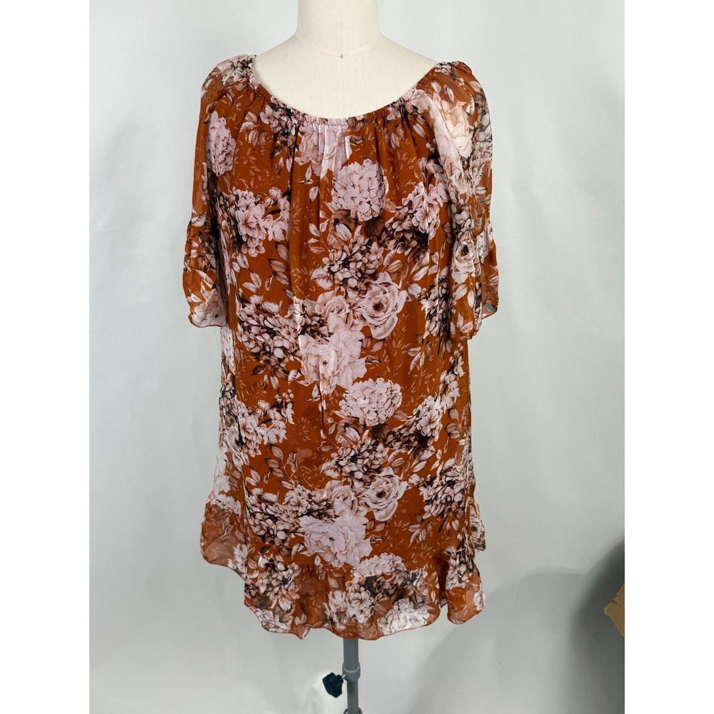 Elena Baldi Medium Italy Lined Silk Shift Mini Dress‎ Quiet Luxury Floral Dainty